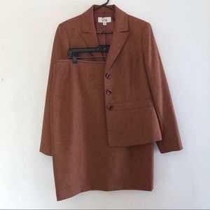 Le Suit Rust Orange Skirt Suit